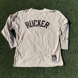 Stall & Dean Rucker Vintage Athletic Goods Long‎ Sleeve Shirt Mens 2XL Cream